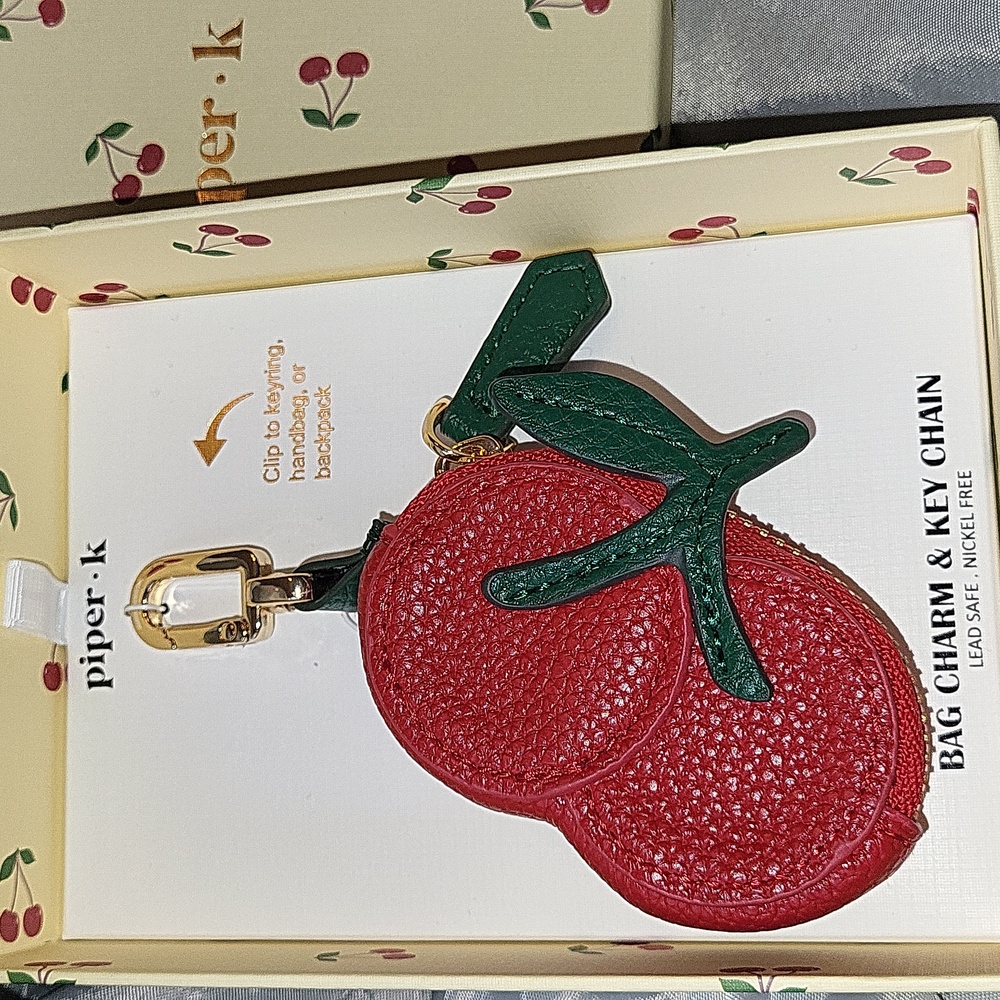 Piper K Cherries ZIP handbag charm Keychain